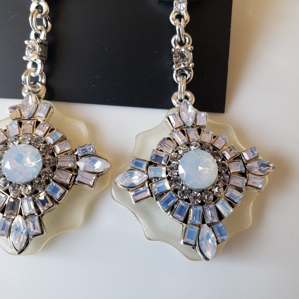 Erickson Beamon Rocks Silvertone Earring Opaque Cl - Picture 8 of 8
